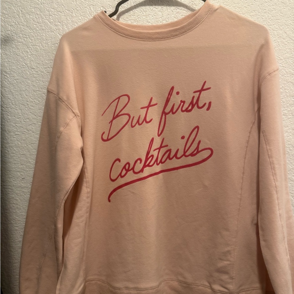 Wildfox Pink Sweatshirt but first cocktails print